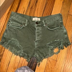 FREE PEOPLE We The Free Olive Denim Shorts SIZE 24